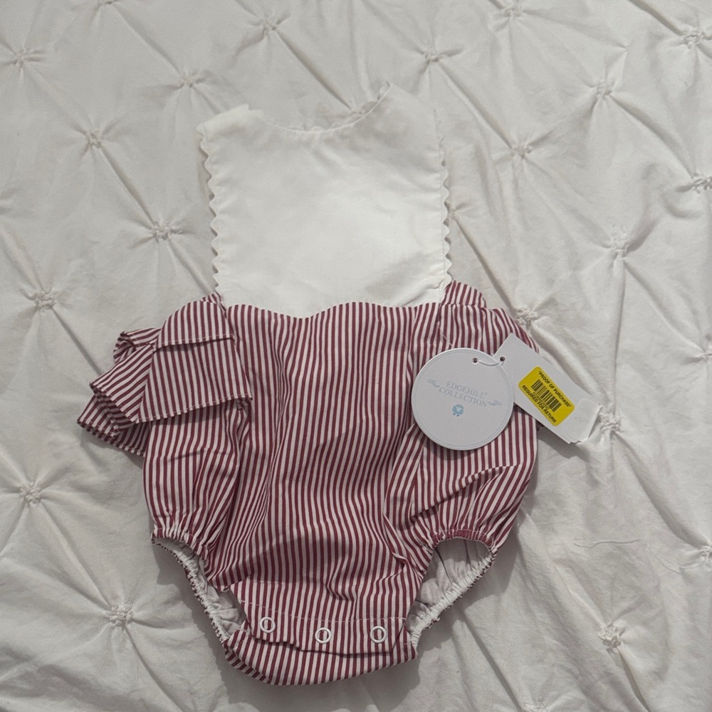 Striped Red and White Baby Romper